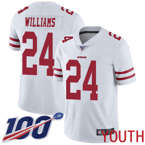 San Francisco 49ers Limited White Youth K Waun Williams Road NFL Jersey #24 100th Season Vapor Untouchable